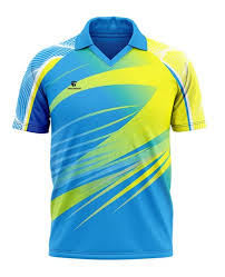 Blue Yellow Cricket Team TShirt