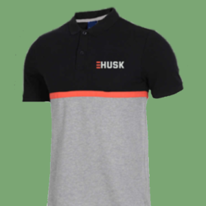 Corporate Logo Print Black Grey Polo TShirt