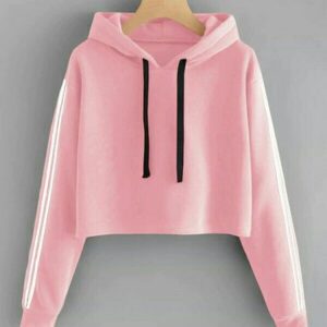 Pink Color Crop Top Hoodie in Bulk for Girls