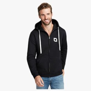 Black Zipped Hoodie with Logo for Men