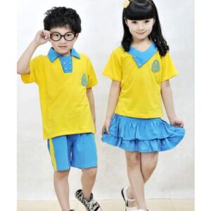 Yellow blue pre school polyster uniform