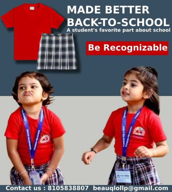 Check Skirt and Red Top Nursery Uniform